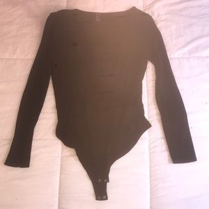 Long sleeve plunge neckline body suit